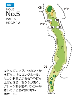 三木の里カントリークラブ OUT5番ホール コース図