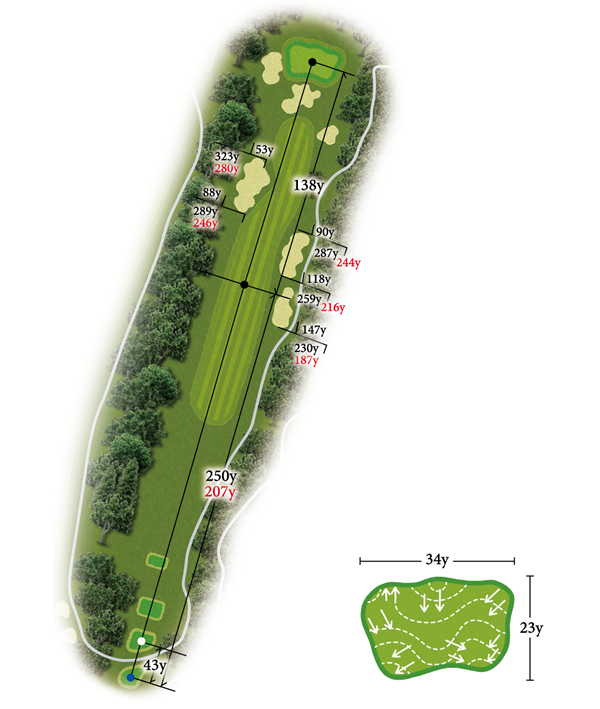 広島カンツリー倶楽部 八本松コース IN14番ホール コース図