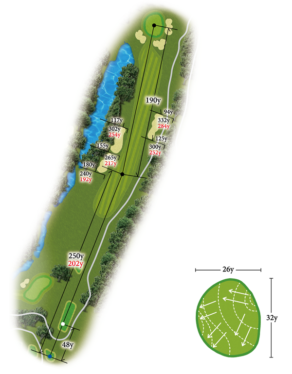 広島カンツリー倶楽部 八本松コース IN18番ホール コース図