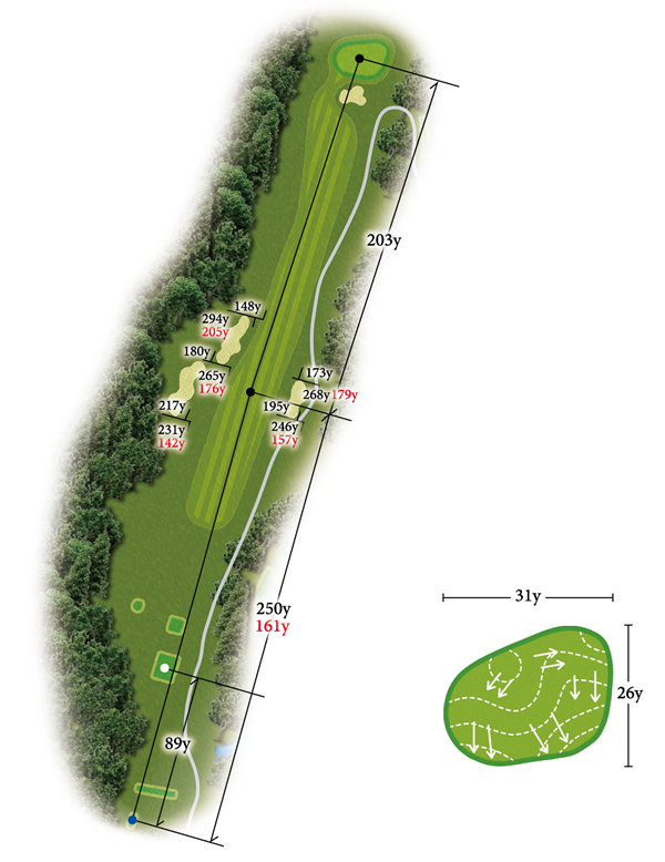 広島カンツリー倶楽部 八本松コース OUT6番ホール コース図