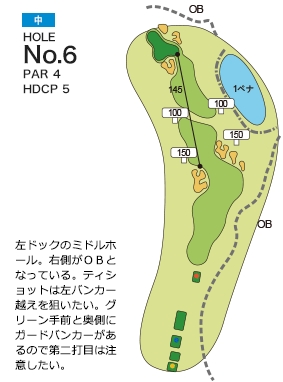 ザ・インペリアルカントリークラブ 中6番ホール コース図