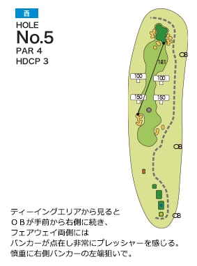 ザ・インペリアルカントリークラブ 西5番ホール コース図