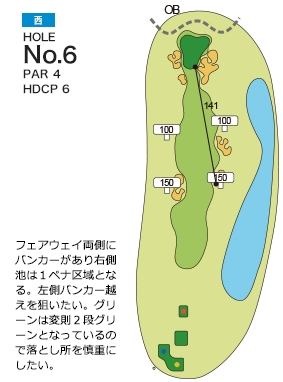 ザ・インペリアルカントリークラブ 西6番ホール コース図