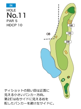 入来城山ゴルフ倶楽部 IN11番ホール コース図