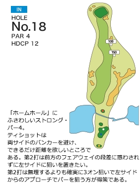 入来城山ゴルフ倶楽部 IN18番ホール コース図