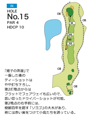 大山アークカントリークラブ IN15番ホール コース図