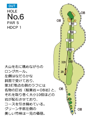 大山アークカントリークラブ OUT6番ホール コース図