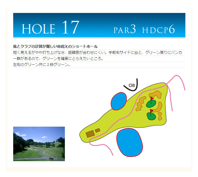 鷹羽ロイヤルカントリークラブ IN17番ホール コース図