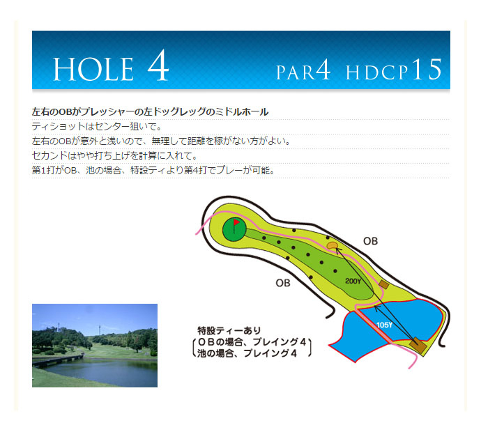 鷹羽ロイヤルカントリークラブ OUT4番ホール コース図