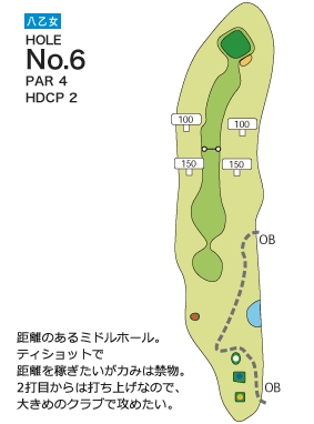 仙台ヒルズゴルフ倶楽部 八乙女6番ホール コース図