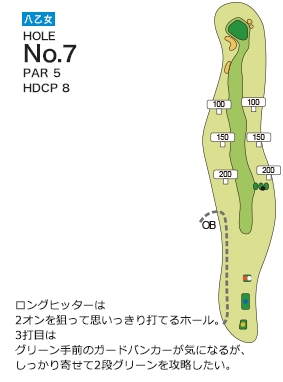 仙台ヒルズゴルフ倶楽部 八乙女7番ホール コース図