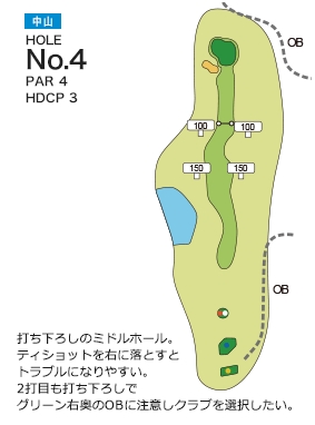 仙台ヒルズゴルフ倶楽部 中山4番ホール コース図