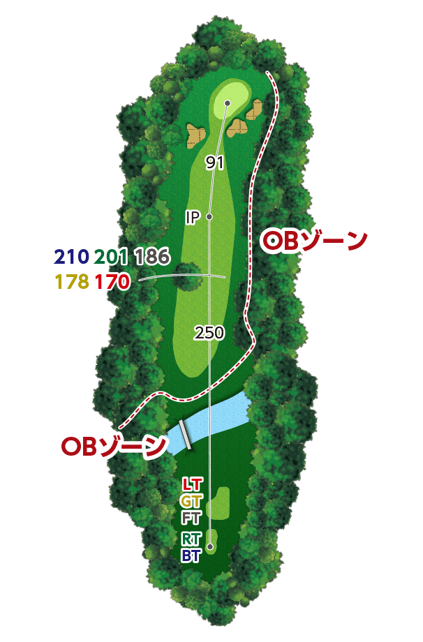 西宮カントリー倶楽部 IN12番ホール コース図
