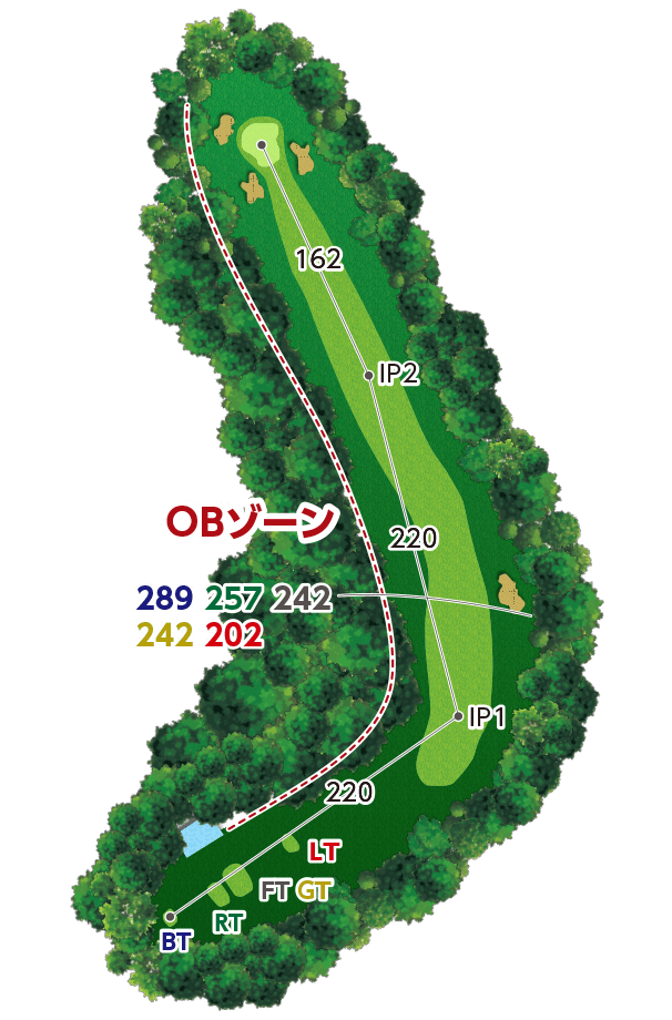 西宮カントリー倶楽部 IN18番ホール コース図