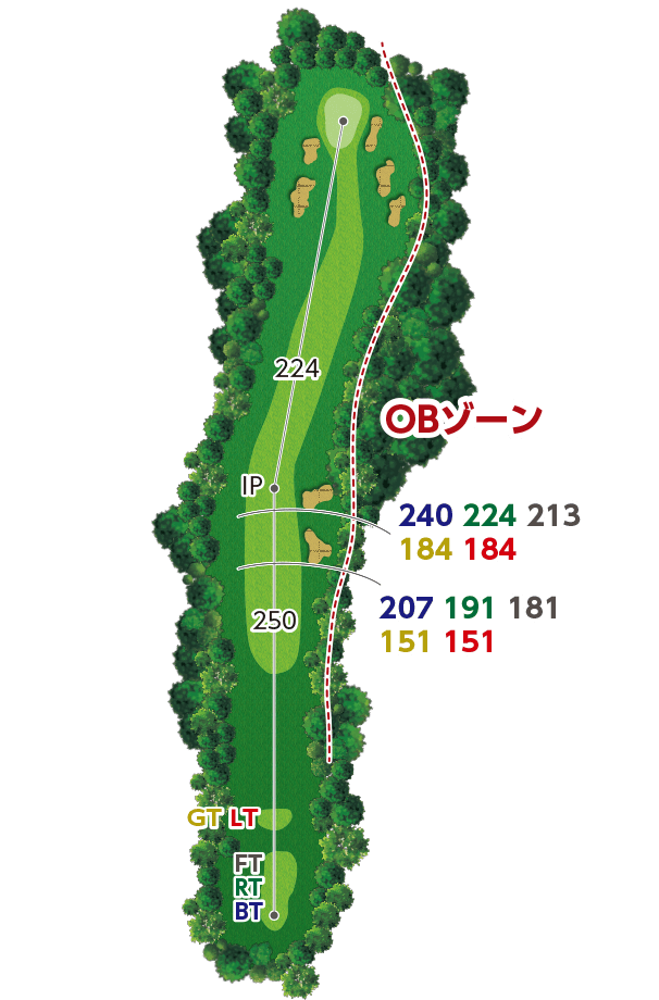 西宮カントリー倶楽部 OUT1番ホール コース図