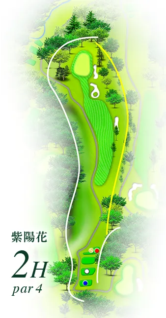 湯田上カントリークラブ 紫陽花コース2番ホール コース図