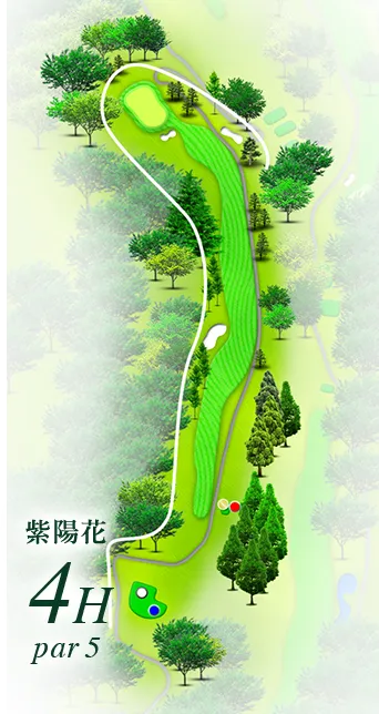 湯田上カントリークラブ 紫陽花コース4番ホール コース図