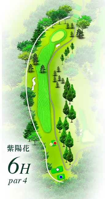 湯田上カントリークラブ 紫陽花コース6番ホール コース図