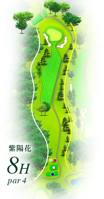 湯田上カントリークラブ 紫陽花コース8番ホール コース図