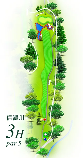 湯田上カントリークラブ 信濃川コース3番ホール コース図
