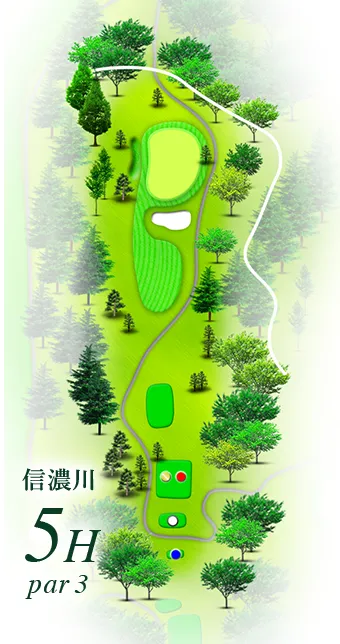 湯田上カントリークラブ 信濃川コース5番ホール コース図