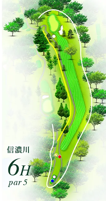 湯田上カントリークラブ 信濃川コース6番ホール コース図
