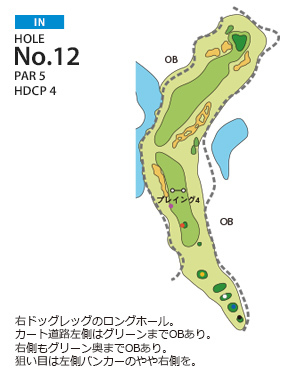 一志ゴルフ倶楽部 IN12番ホール コース図