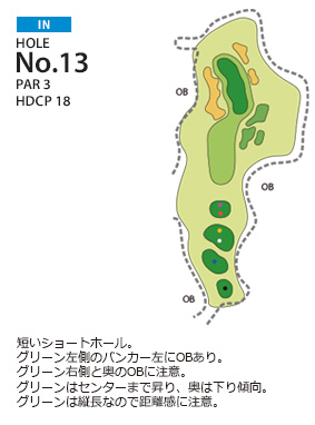 一志ゴルフ倶楽部 IN13番ホール コース図