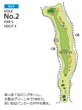 一志ゴルフ倶楽部 OUT2番ホール コース図