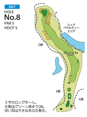 一志ゴルフ倶楽部 OUT8番ホール コース図