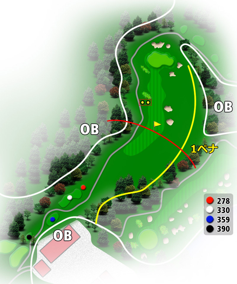 ＴＯＳＨＩＮ Ｇｏｌｆ Ｃｌｕｂ Ｃｅｎｔｒａｌ Ｃｏｕｒｓｅ（トーシンゴルフクラブセントラルコース） IN10番ホール コース図