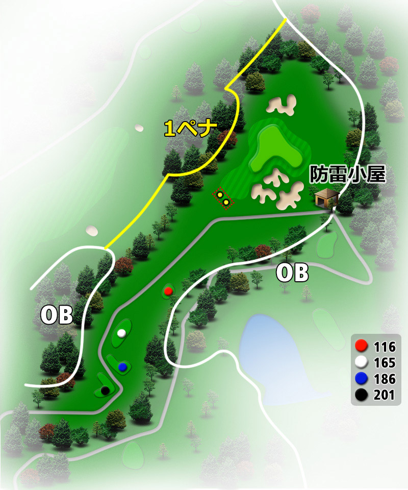 ＴＯＳＨＩＮ Ｇｏｌｆ Ｃｌｕｂ Ｃｅｎｔｒａｌ Ｃｏｕｒｓｅ（トーシンゴルフクラブセントラルコース） IN12番ホール コース図