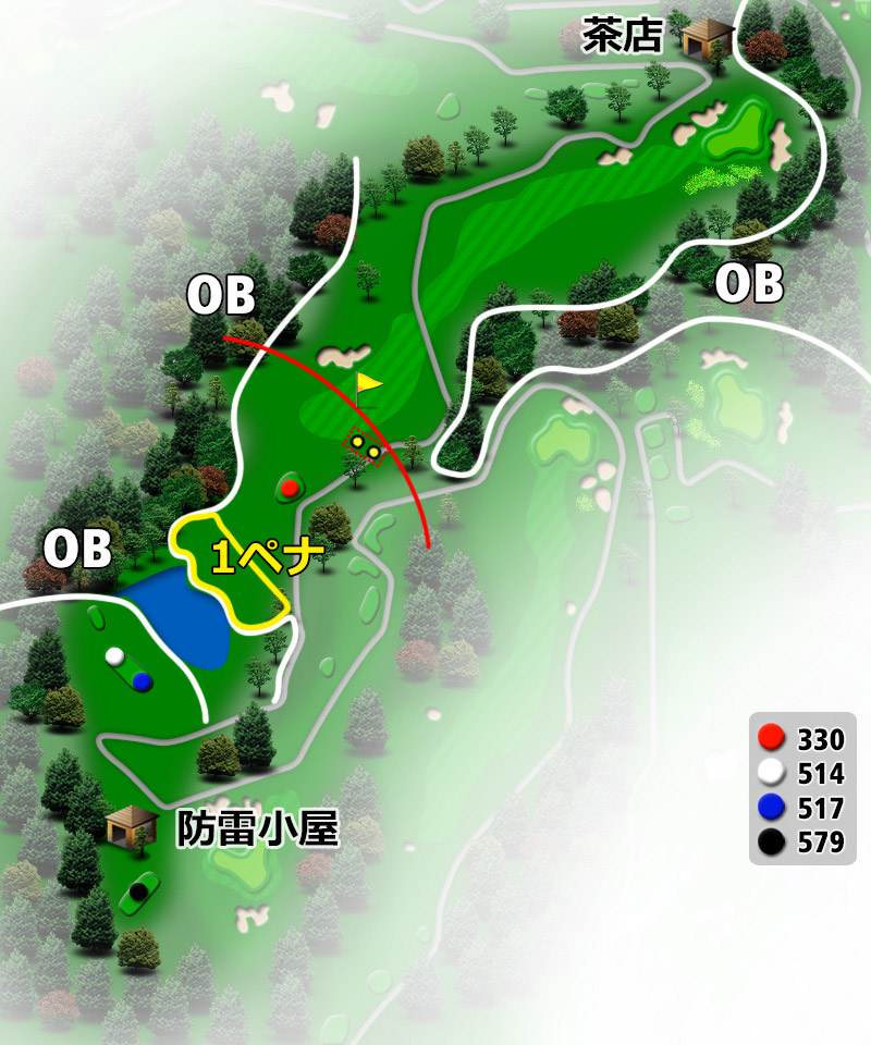 ＴＯＳＨＩＮ Ｇｏｌｆ Ｃｌｕｂ Ｃｅｎｔｒａｌ Ｃｏｕｒｓｅ（トーシンゴルフクラブセントラルコース） IN13番ホール コース図
