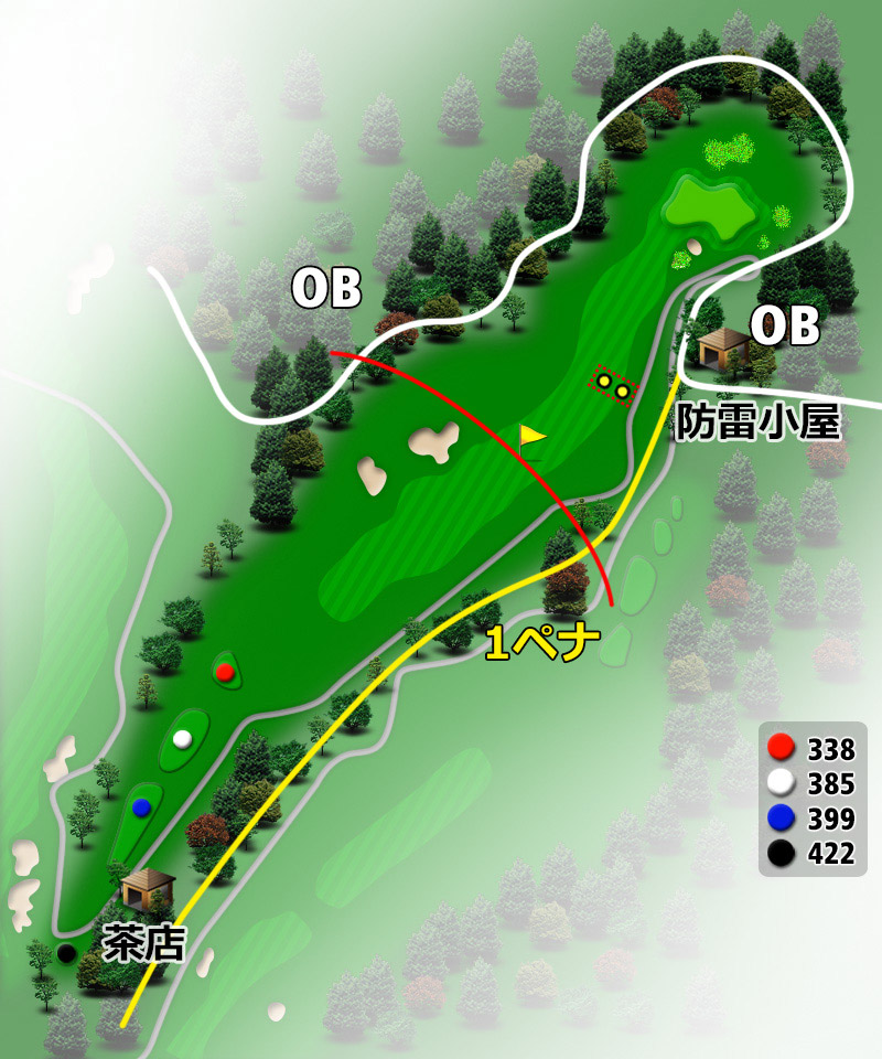 ＴＯＳＨＩＮ Ｇｏｌｆ Ｃｌｕｂ Ｃｅｎｔｒａｌ Ｃｏｕｒｓｅ（トーシンゴルフクラブセントラルコース） IN14番ホール コース図