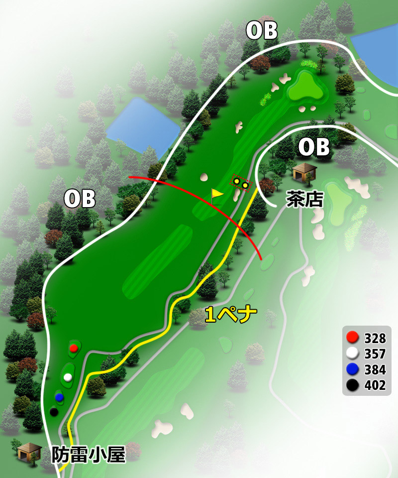 ＴＯＳＨＩＮ Ｇｏｌｆ Ｃｌｕｂ Ｃｅｎｔｒａｌ Ｃｏｕｒｓｅ（トーシンゴルフクラブセントラルコース） IN15番ホール コース図