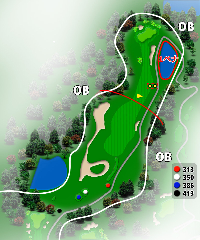ＴＯＳＨＩＮ Ｇｏｌｆ Ｃｌｕｂ Ｃｅｎｔｒａｌ Ｃｏｕｒｓｅ（トーシンゴルフクラブセントラルコース） IN16番ホール コース図