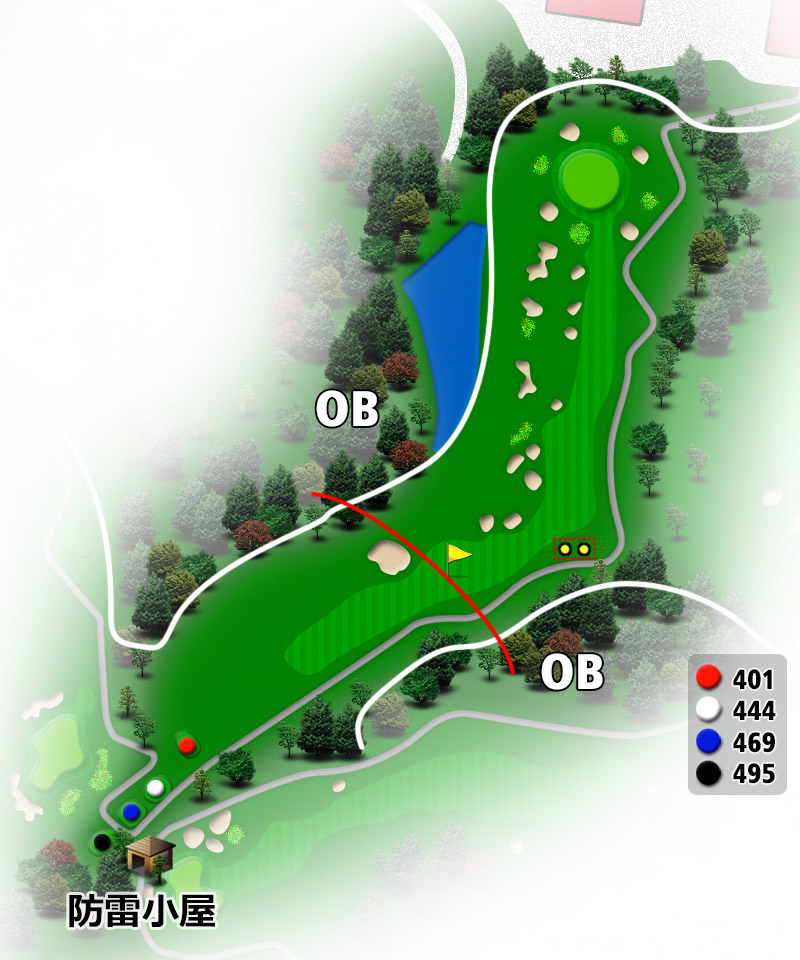 ＴＯＳＨＩＮ Ｇｏｌｆ Ｃｌｕｂ Ｃｅｎｔｒａｌ Ｃｏｕｒｓｅ（トーシンゴルフクラブセントラルコース） IN18番ホール コース図
