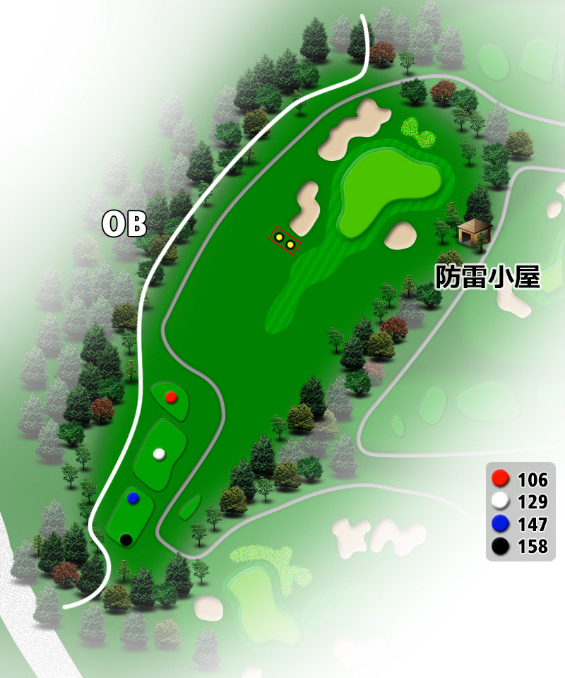 ＴＯＳＨＩＮ Ｇｏｌｆ Ｃｌｕｂ Ｃｅｎｔｒａｌ Ｃｏｕｒｓｅ（トーシンゴルフクラブセントラルコース） OUT2番ホール コース図