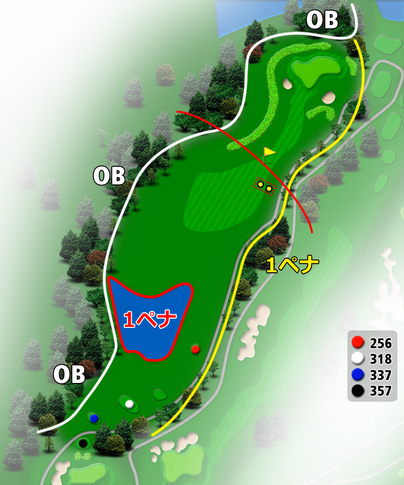 ＴＯＳＨＩＮ Ｇｏｌｆ Ｃｌｕｂ Ｃｅｎｔｒａｌ Ｃｏｕｒｓｅ（トーシンゴルフクラブセントラルコース） OUT3番ホール コース図