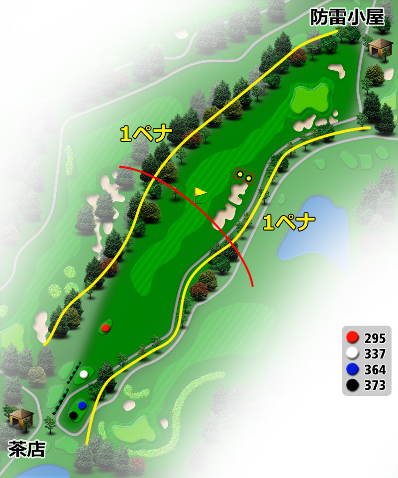 ＴＯＳＨＩＮ Ｇｏｌｆ Ｃｌｕｂ Ｃｅｎｔｒａｌ Ｃｏｕｒｓｅ（トーシンゴルフクラブセントラルコース） OUT4番ホール コース図