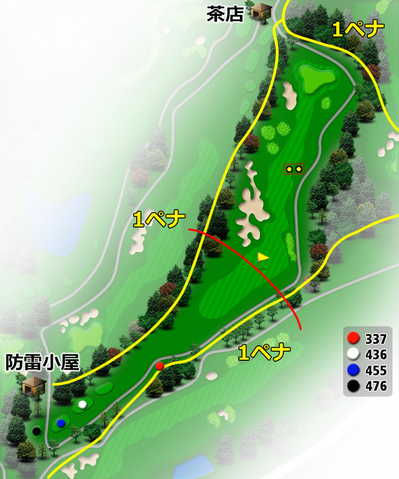 ＴＯＳＨＩＮ Ｇｏｌｆ Ｃｌｕｂ Ｃｅｎｔｒａｌ Ｃｏｕｒｓｅ（トーシンゴルフクラブセントラルコース） OUT5番ホール コース図