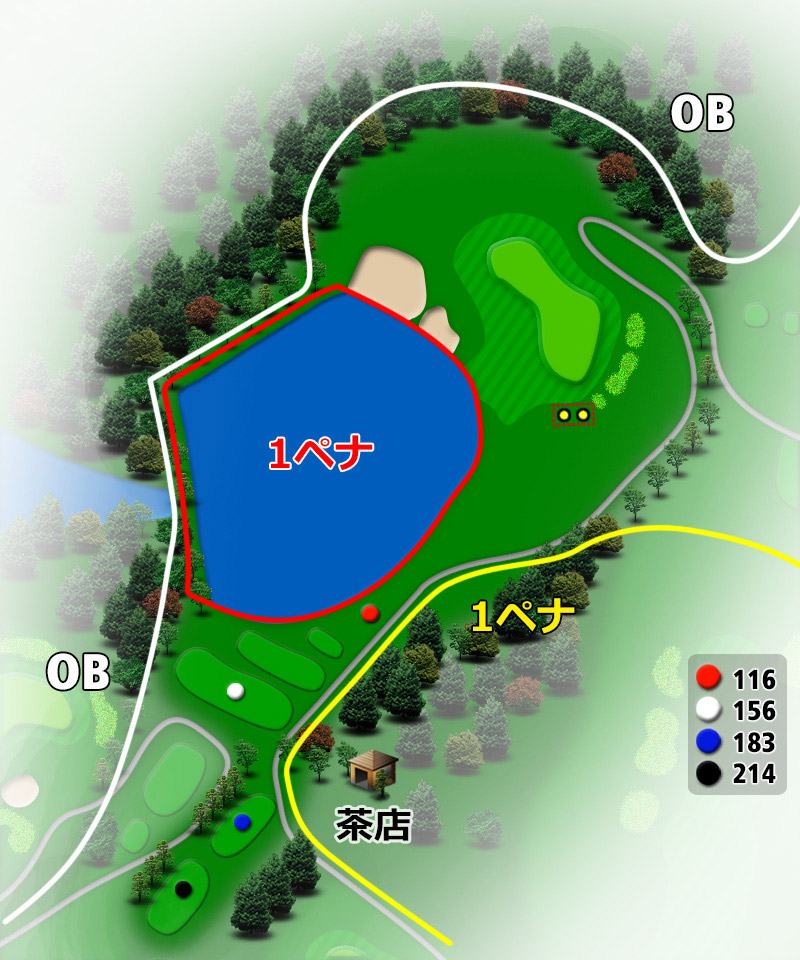 ＴＯＳＨＩＮ Ｇｏｌｆ Ｃｌｕｂ Ｃｅｎｔｒａｌ Ｃｏｕｒｓｅ（トーシンゴルフクラブセントラルコース） OUT6番ホール コース図