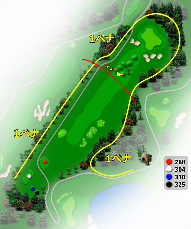 ＴＯＳＨＩＮ Ｇｏｌｆ Ｃｌｕｂ Ｃｅｎｔｒａｌ Ｃｏｕｒｓｅ（トーシンゴルフクラブセントラルコース） OUT7番ホール コース図