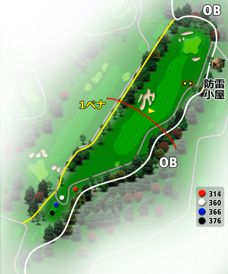 ＴＯＳＨＩＮ Ｇｏｌｆ Ｃｌｕｂ Ｃｅｎｔｒａｌ Ｃｏｕｒｓｅ（トーシンゴルフクラブセントラルコース） OUT8番ホール コース図
