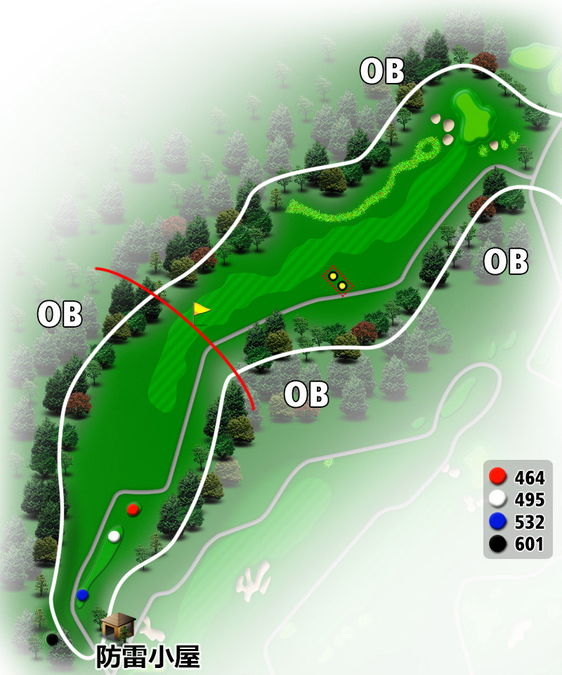 ＴＯＳＨＩＮ Ｇｏｌｆ Ｃｌｕｂ Ｃｅｎｔｒａｌ Ｃｏｕｒｓｅ（トーシンゴルフクラブセントラルコース） OUT9番ホール コース図