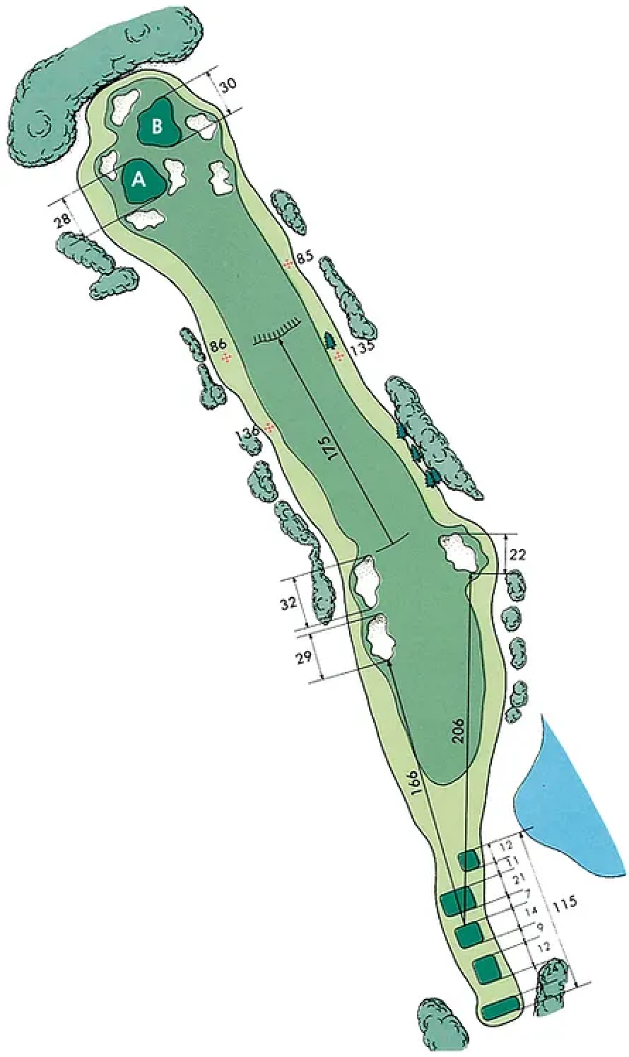 浜野ゴルフクラブ IN12番ホール コース図