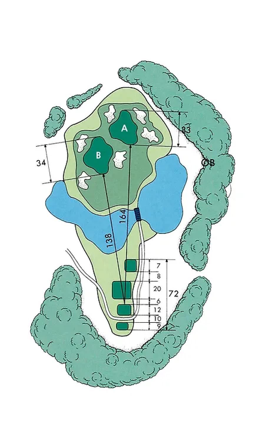 浜野ゴルフクラブ IN13番ホール コース図