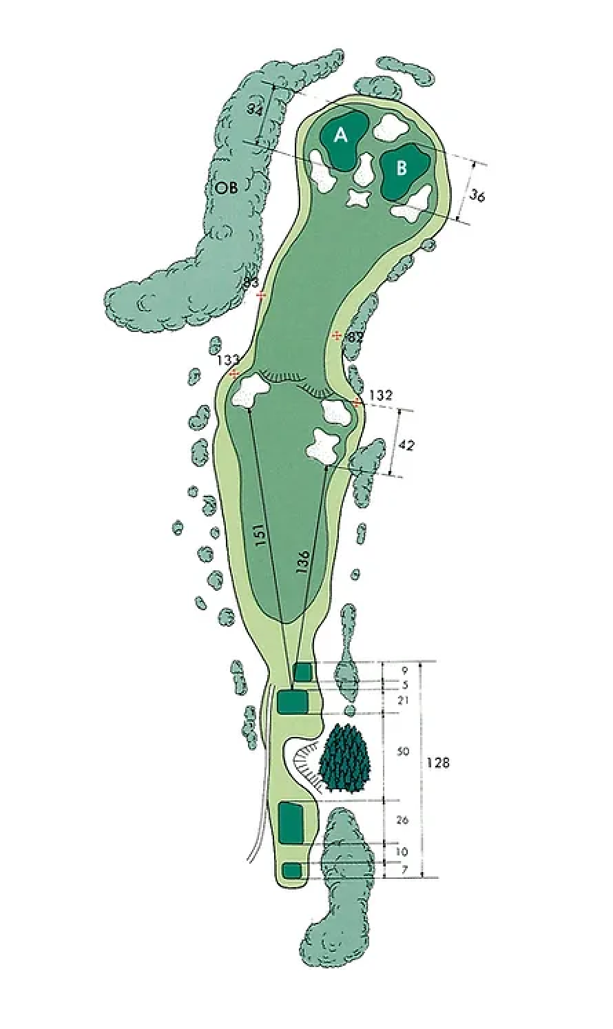 浜野ゴルフクラブ IN15番ホール コース図