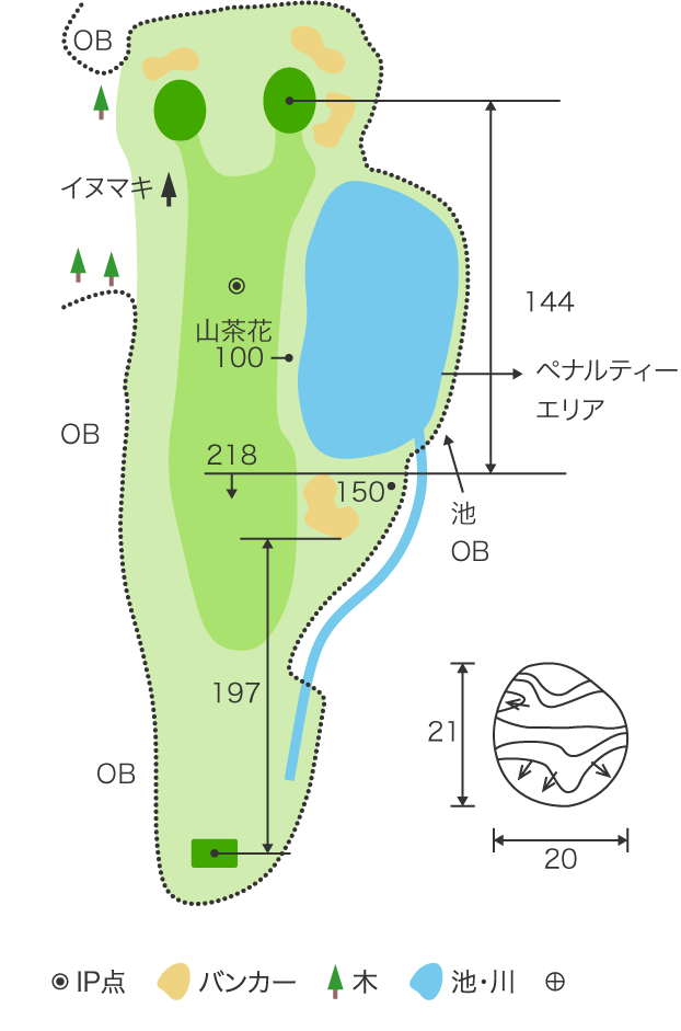 オレンジシガカントリークラブ IN11番ホール コース図