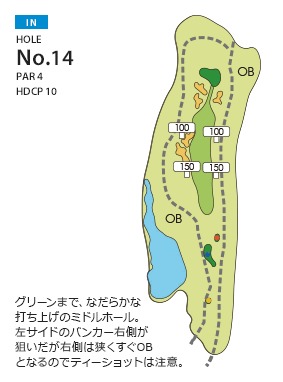 東京ベイサイドゴルフコース（旧隨縁カントリークラブ 竹岡コース） IN14番ホール コース図